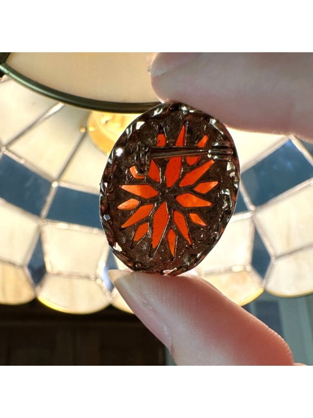 Vintage Gold-Tone Cameo Brooch With Intricate Resin Portrait And Ornate Backing - Picture 7 of 7